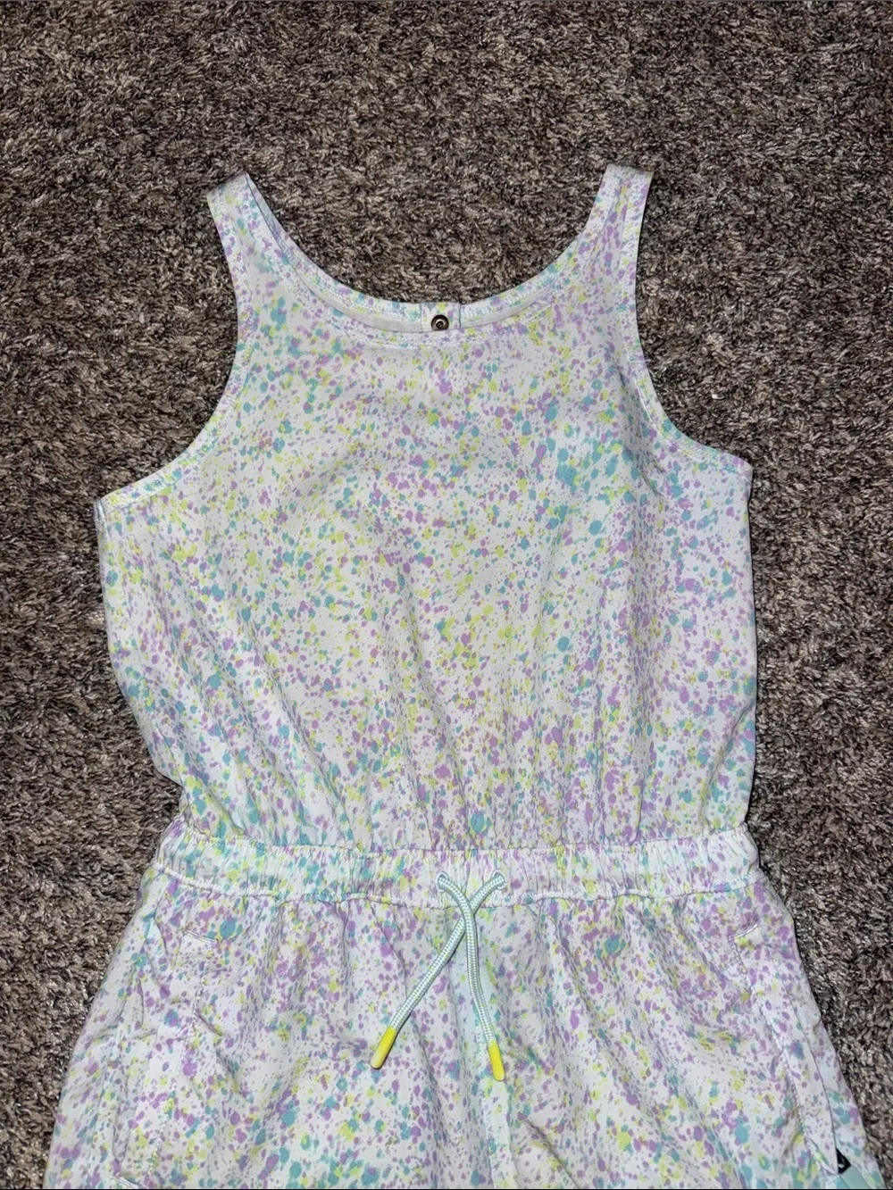 Athleta girls purple and teal splattered jumpsuit size 8/10